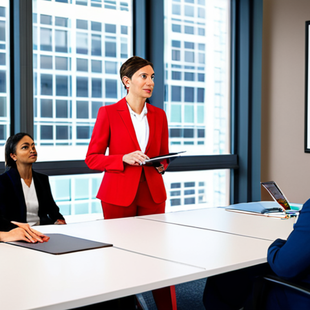 포지티브 심리학을 활용한 자기주도 학습 전략 - **Prompt:** A professional businesswoman in a vibrant, modern office space, fully clothed in a tailo...