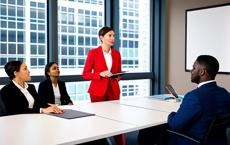 포지티브 심리학을 활용한 자기주도 학습 전략 - **Prompt:** A professional businesswoman in a vibrant, modern office space, fully clothed in a tailo...