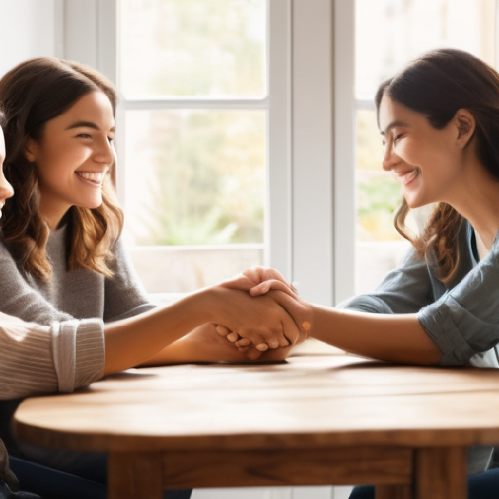 포지티브 심리학을 통한 인간관계 개선 전략 - **Prompt: Cultivating Gratitude and Connection**
    "A cozy indoor scene where three friends, aged ...