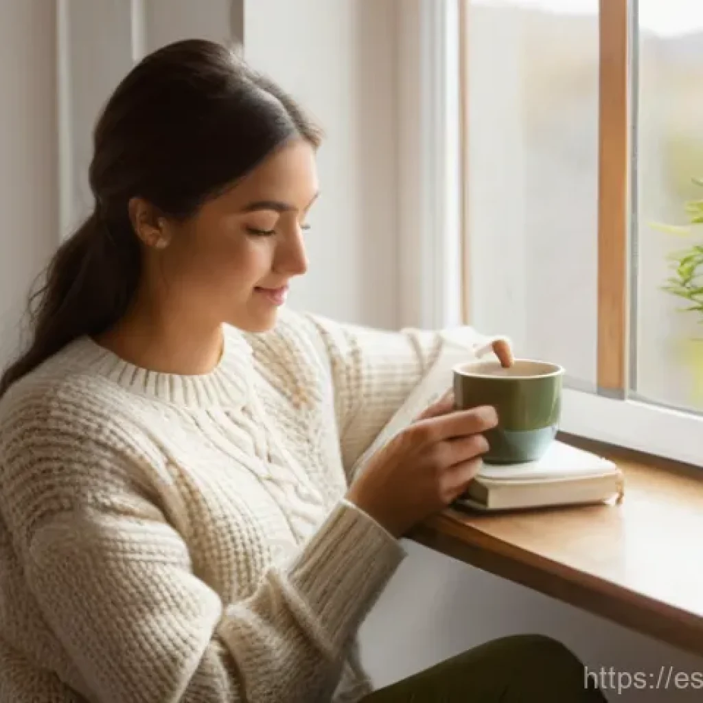 포지티브 심리학의 원리를 바탕으로 한 자기 관리 - **Prompt for Gratitude and Inner Peace:**
"A cozy, sunlit room with warm, inviting decor. A pers...