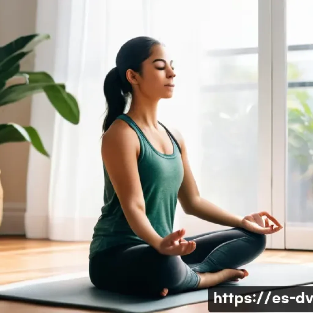 심리적 회복력을 키우기 위한 포지티브 심리학 활용법 - A serene scene of a young Hispanic woman sitting cross-legged on a wooden floor in a cozy, sunlit ro...