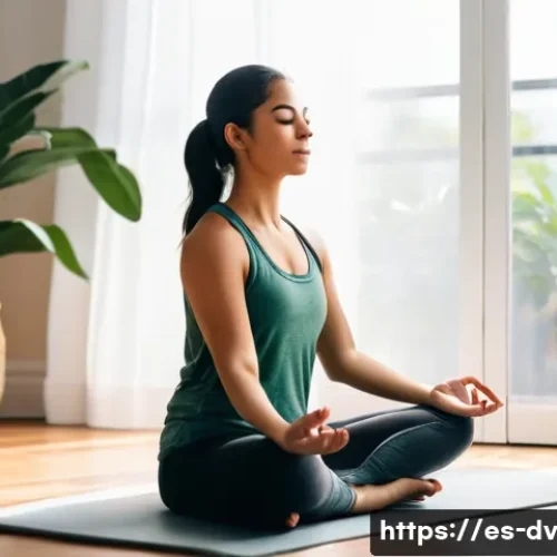 심리적 회복력을 키우기 위한 포지티브 심리학 활용법 - A serene scene of a young Hispanic woman sitting cross-legged on a wooden floor in a cozy, sunlit ro...