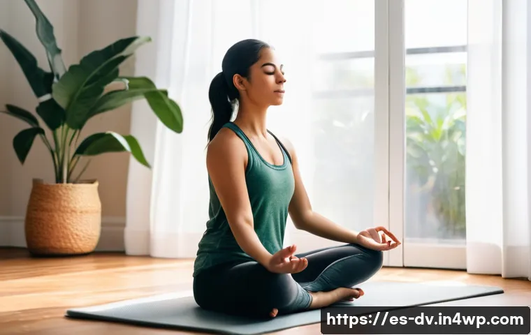심리적 회복력을 키우기 위한 포지티브 심리학 활용법 - A serene scene of a young Hispanic woman sitting cross-legged on a wooden floor in a cozy, sunlit ro...