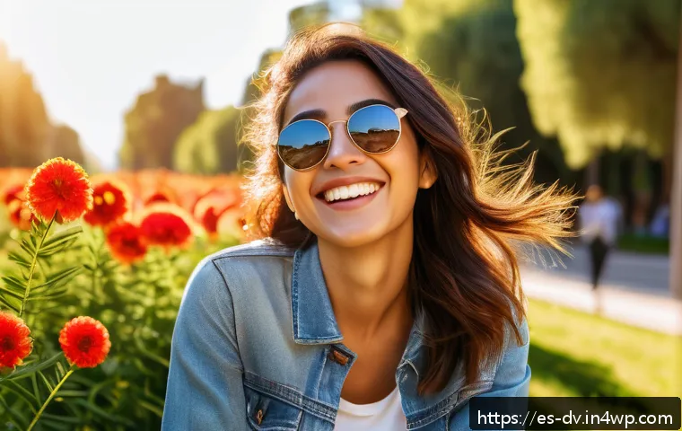 포지티브 심리학의 이론을 바탕으로 한 미소 치료의 효과 - A joyful young Hispanic woman smiling warmly in a sunny Madrid park, wearing casual modern clothing ...